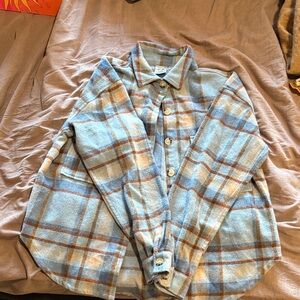 Ford Blue and Brown Plaid Shirt Jacket
